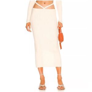 For Love & Lemons Mono Ribbed Knit Midi Skirt Size Small